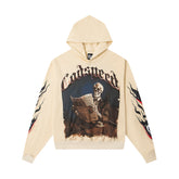 GODSPEED SKELETON READING NEWSPAPER GRAPHIC PULLOVER HOODIE CREAM OFF‑WHITE