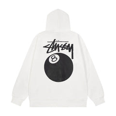 STUSSY 8 Ball Graphic Pullover Hoodie – White