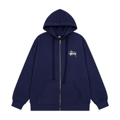 STUSSY Basic Logo Zip Hoodie – Navy