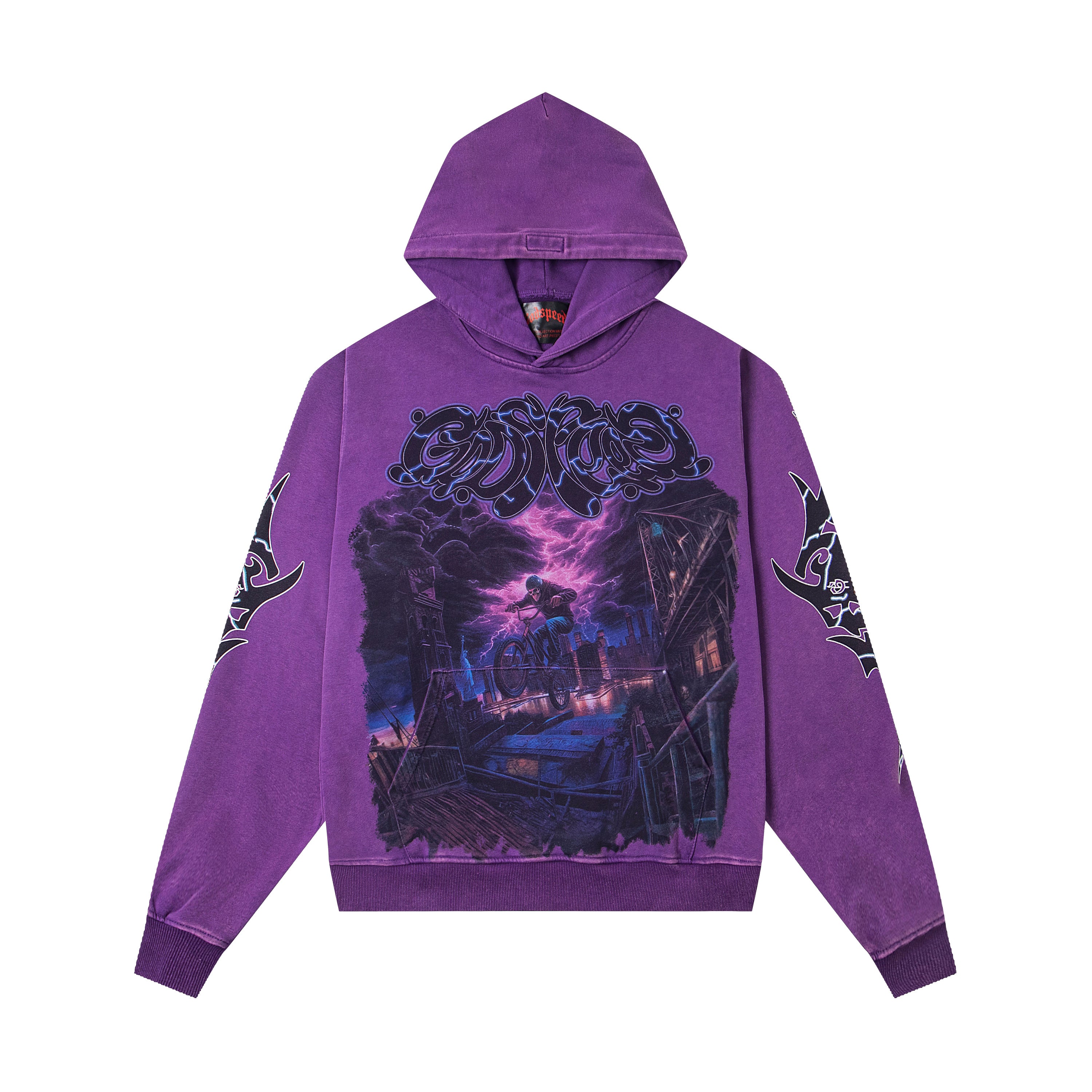 GODSPEED BMX RIDER STORM CITY PULLOVER HOODIE WASHED PURPLE