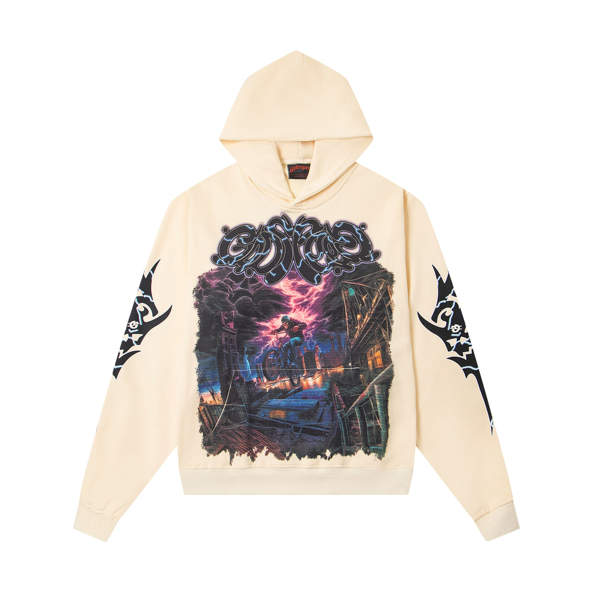 GODSPEED BMX RIDER STORM CITY PULLOVER HOODIE CREAM OFF‑WHITE
