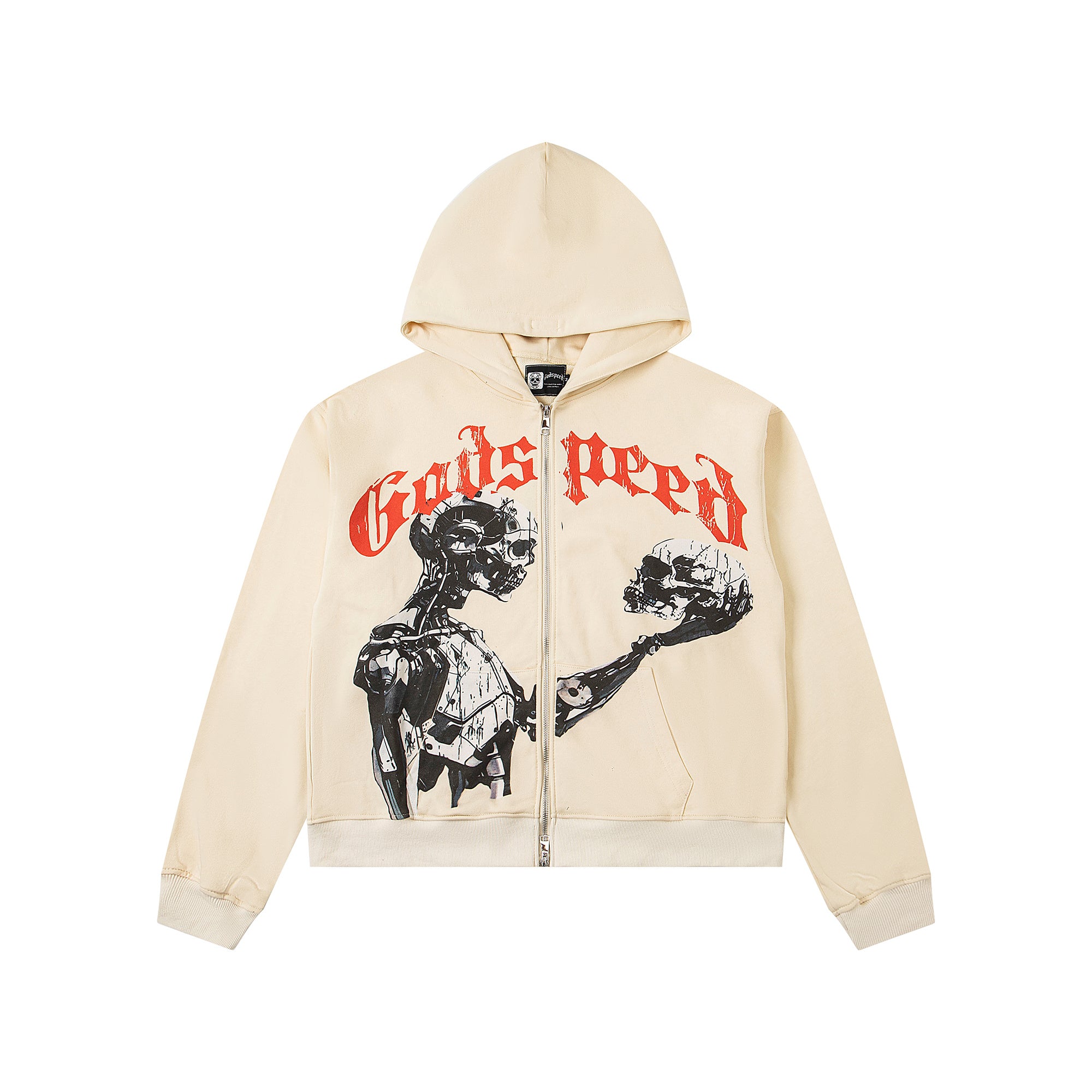 GODSPEED MECHANICAL SKELETON ZIP‑UP HOODIE CREAM OFF‑WHITE