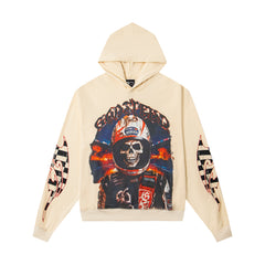 GODSPEED RACING DRIVER SKELETON PULLOVER HOODIE CREAM OFF‑WHITE