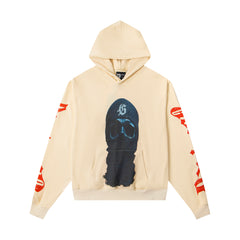 GODSPEED SKULL BALACLAVA GRAPHIC PULLOVER HOODIE CREAM OFF‑WHITE