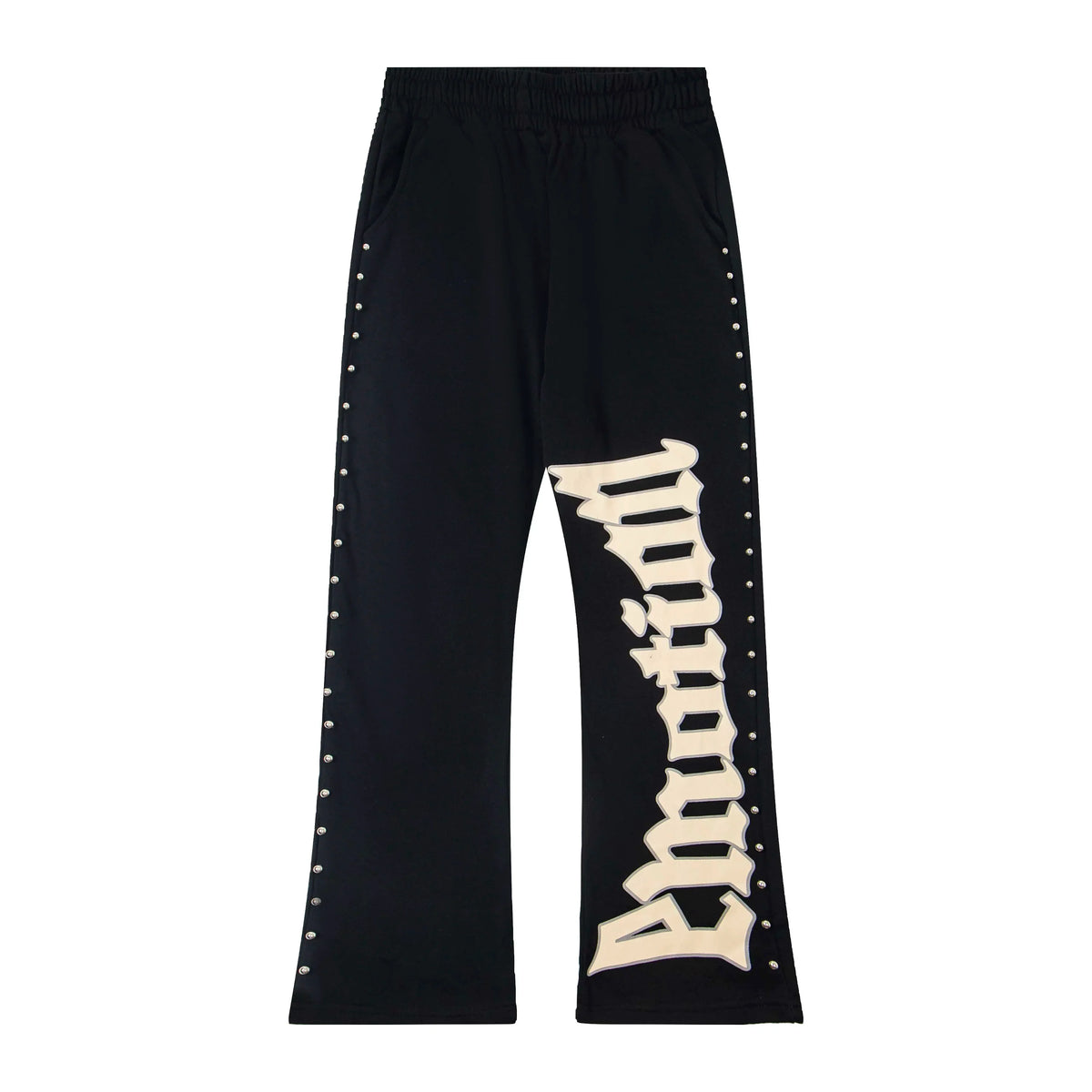 Mixed Emotion Black Studded Gothic Flare Sweatpants