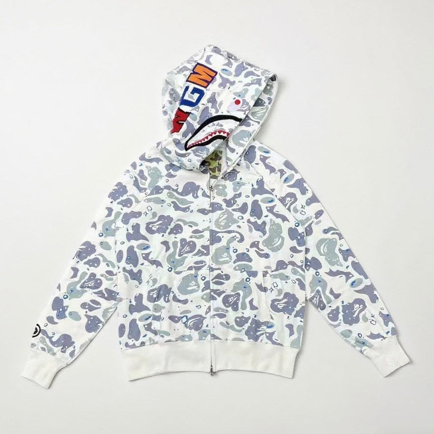 A BATHING APE ABC Camo Shark Full Zip Hoodie Blue White