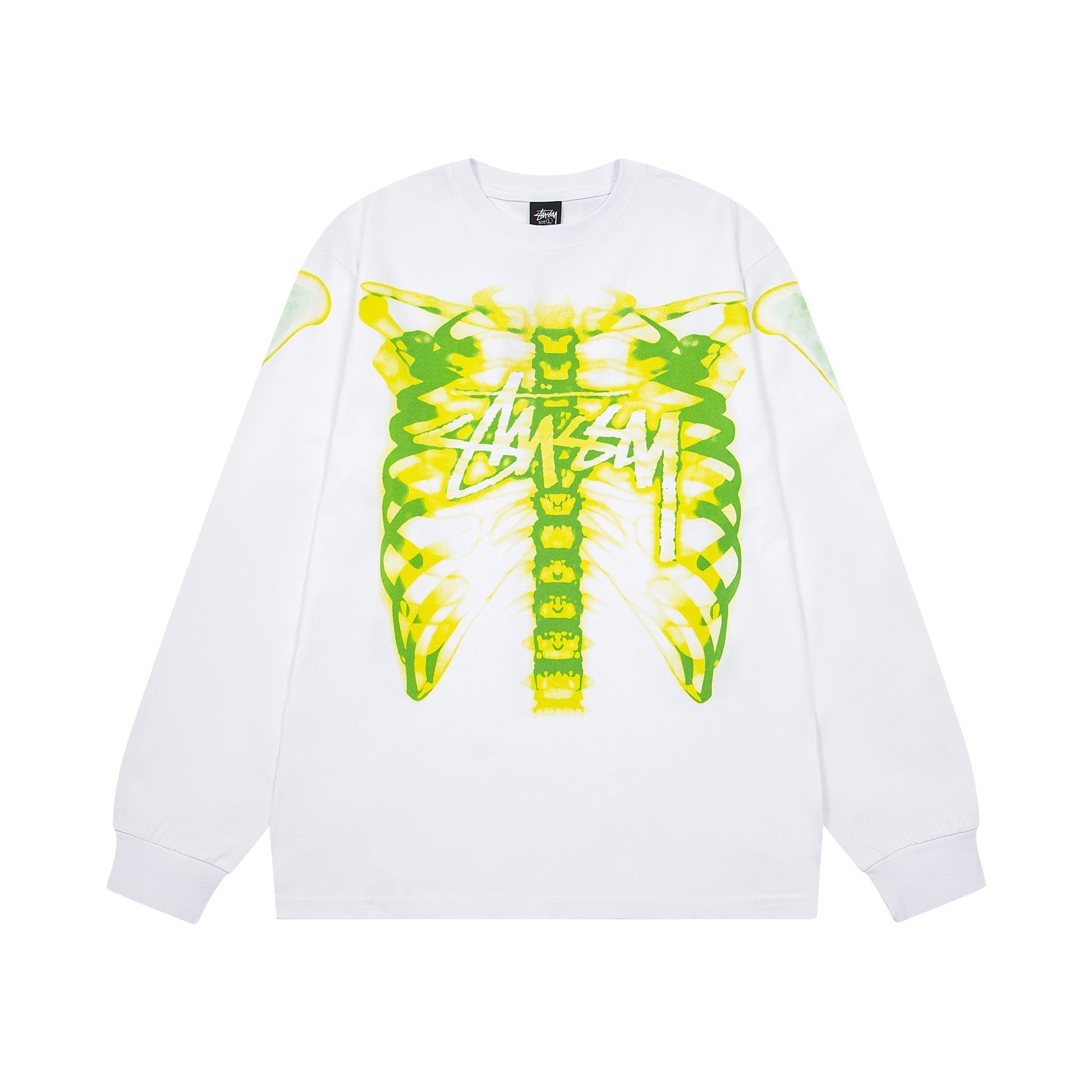 STUSSY Ribcage Graphic Long Sleeve Tee – White