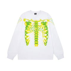STUSSY Ribcage Graphic Long Sleeve Tee – White