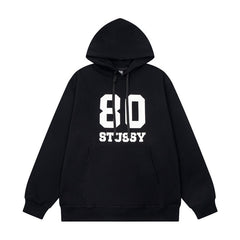 STUSSY 80 Logo Pullover Hoodie – Black