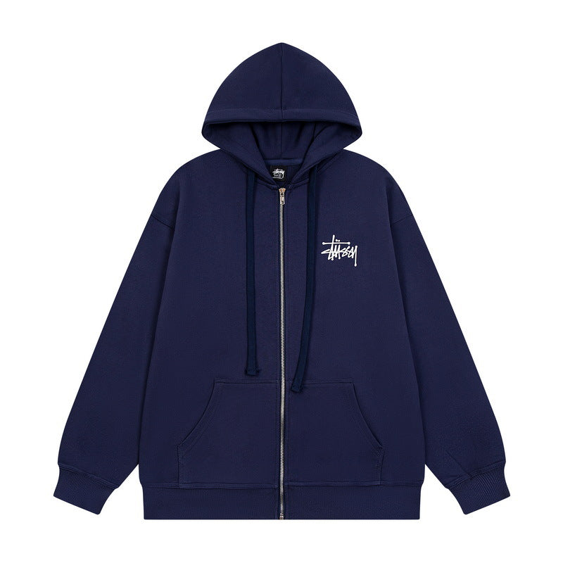 STUSSY Basic Logo Zip Hoodie – Navy