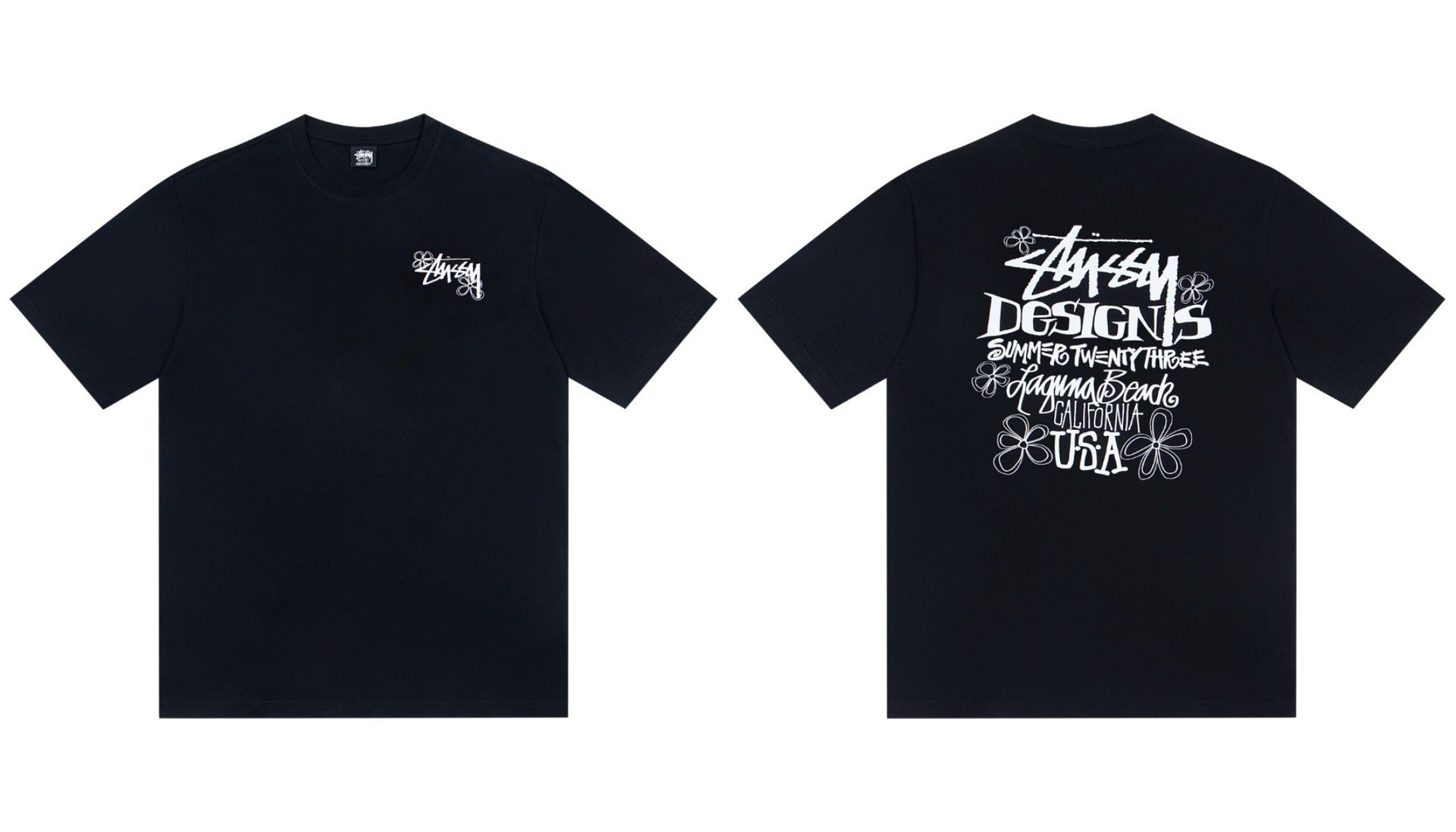 STUSSY Floral Design Graphic T-Shirt