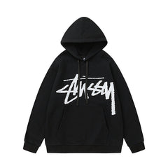STUSSY Big Logo Pullover Hoodie Black