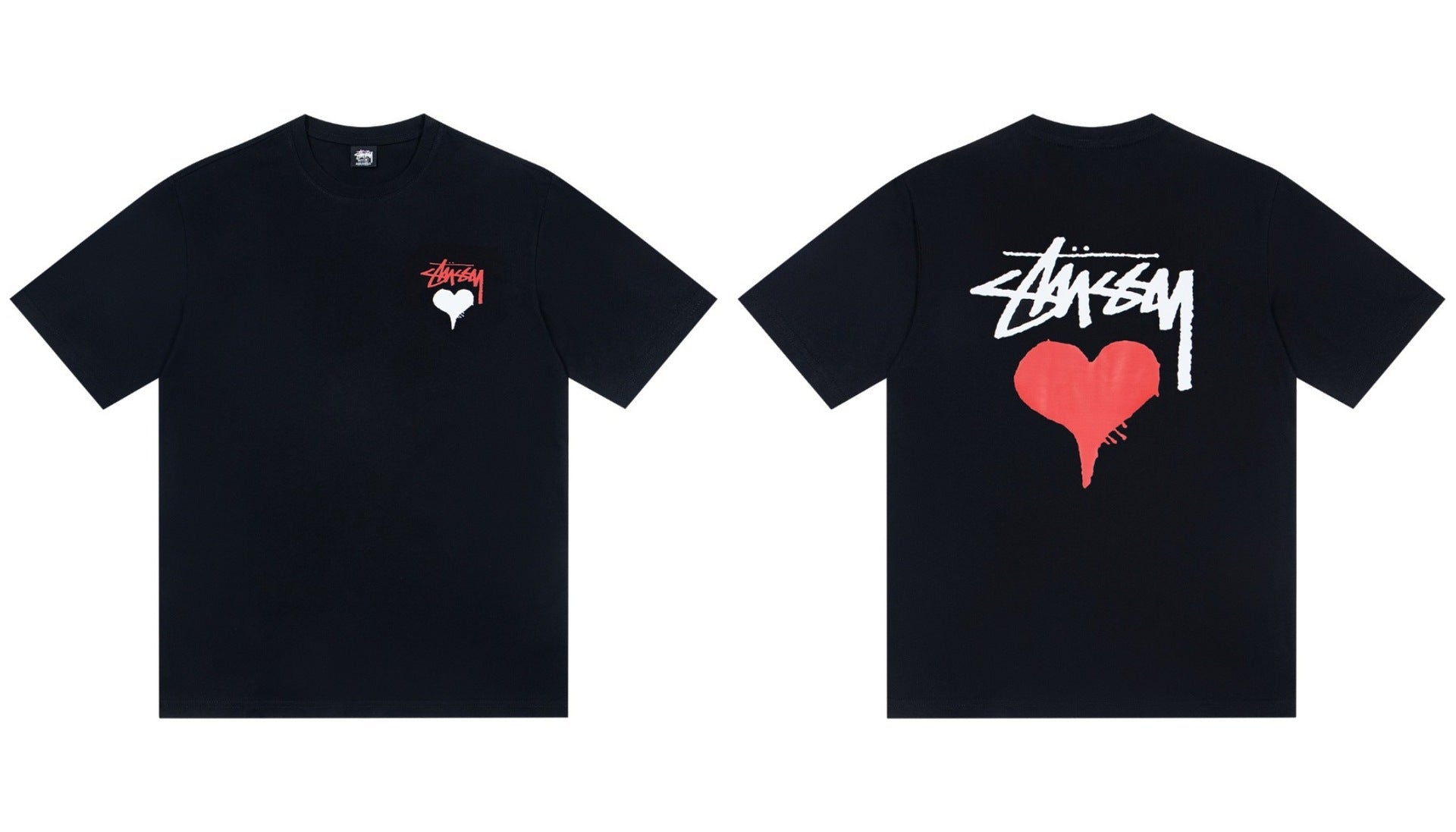 STUSSY Heart Logo Black T-Shirt