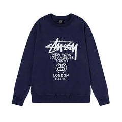 STUSSY World Tour Navy Crewneck Sweatshirt