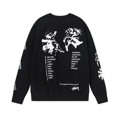 STUSSY World Tour Black Graphic Crewneck