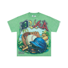 DUAA Green Washed California Baseball Oversized Graphic T‑Shirt