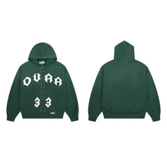 DUAA 33 CHENILLE RHINESTONE DARK GREEN FULL ZIP HOODIE